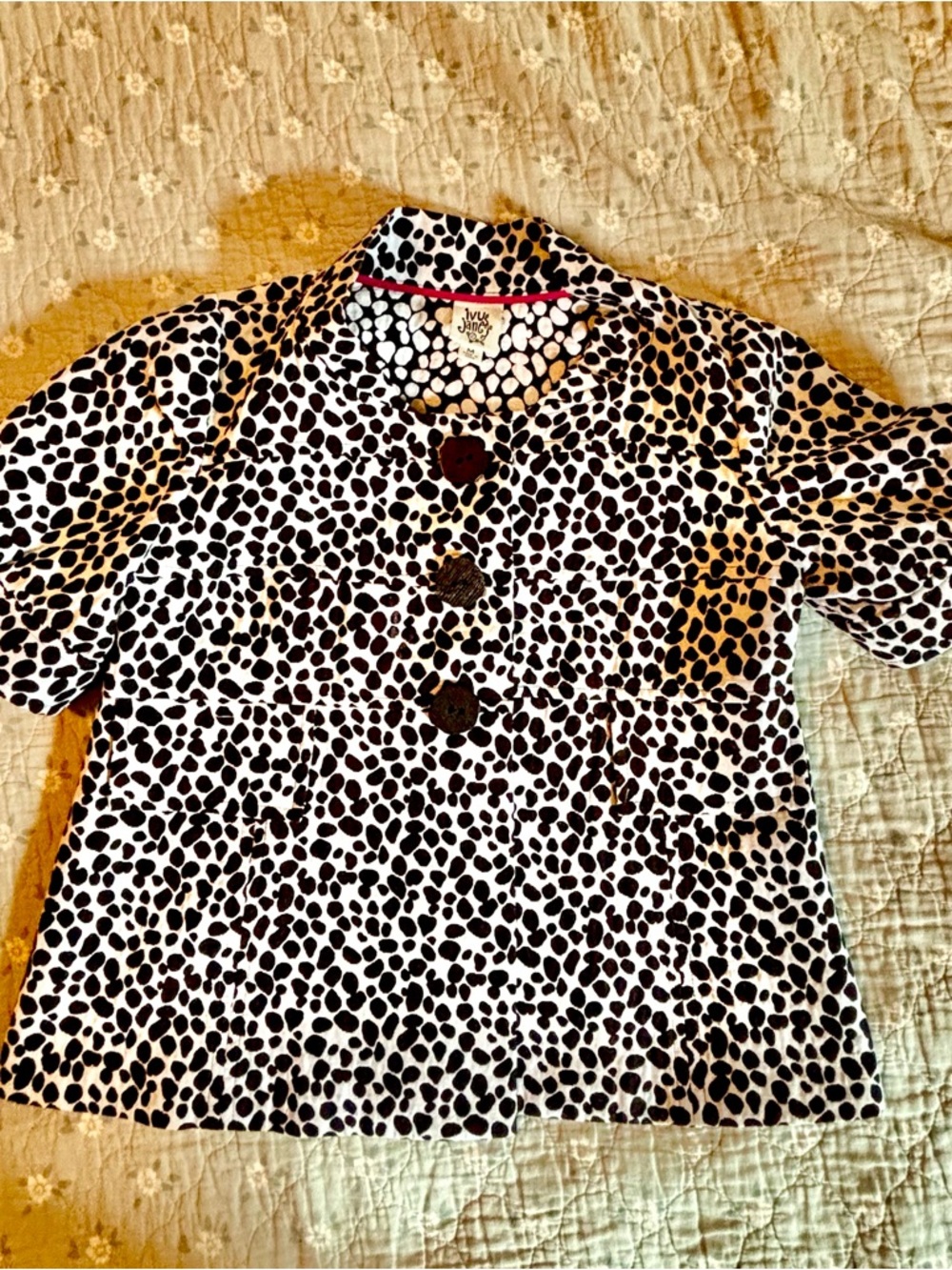 ivy jane Black and White Dalmatian Print Teddy Jacket